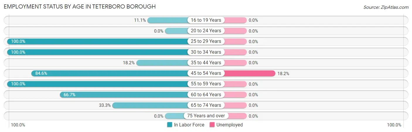 Employment Status by Age in Teterboro borough