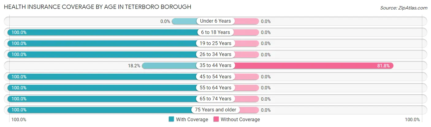 Health Insurance Coverage by Age in Teterboro borough