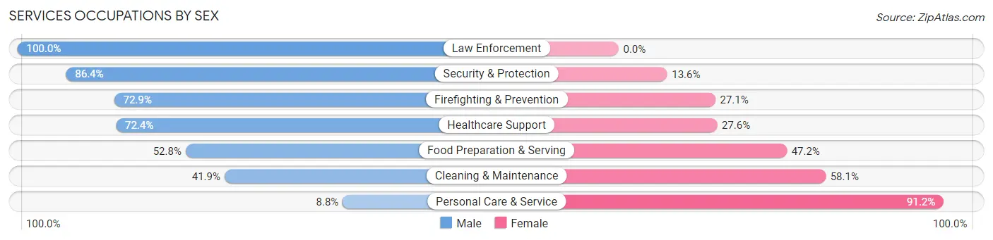 Services Occupations by Sex in Totowa borough
