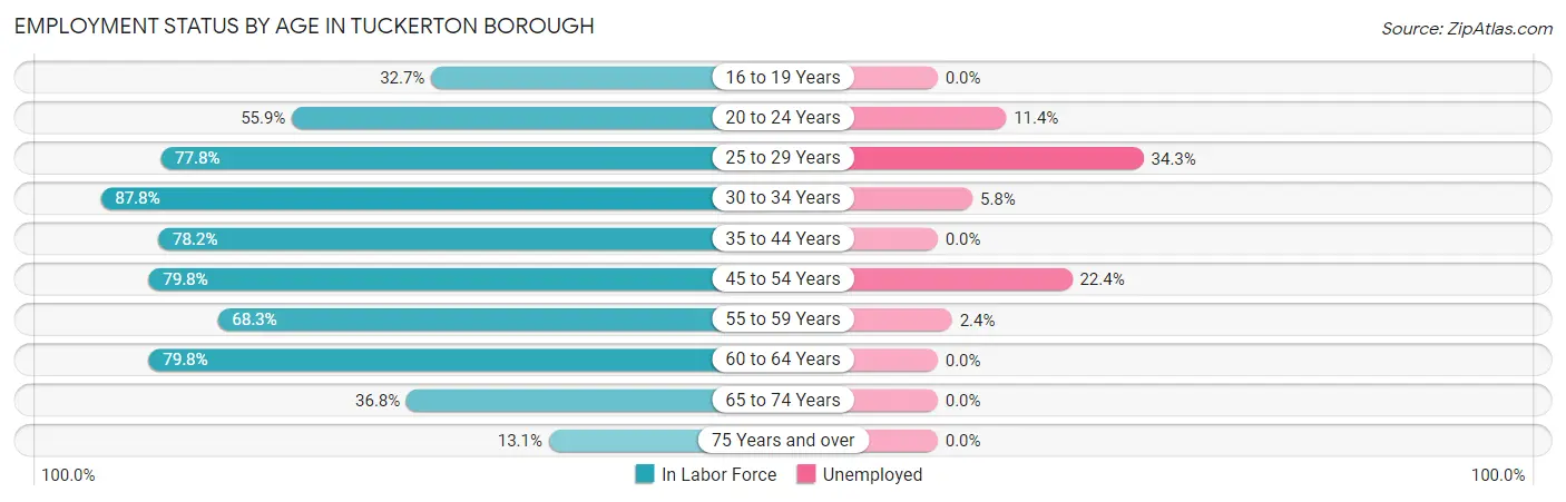 Employment Status by Age in Tuckerton borough
