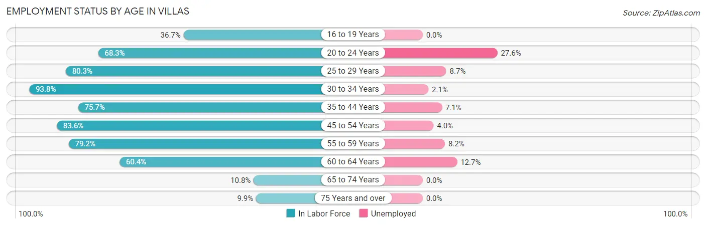 Employment Status by Age in Villas