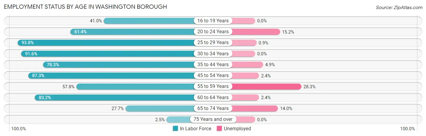 Employment Status by Age in Washington borough