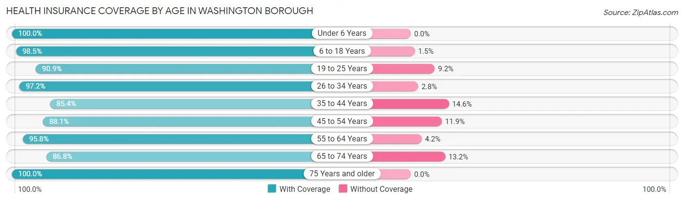 Health Insurance Coverage by Age in Washington borough