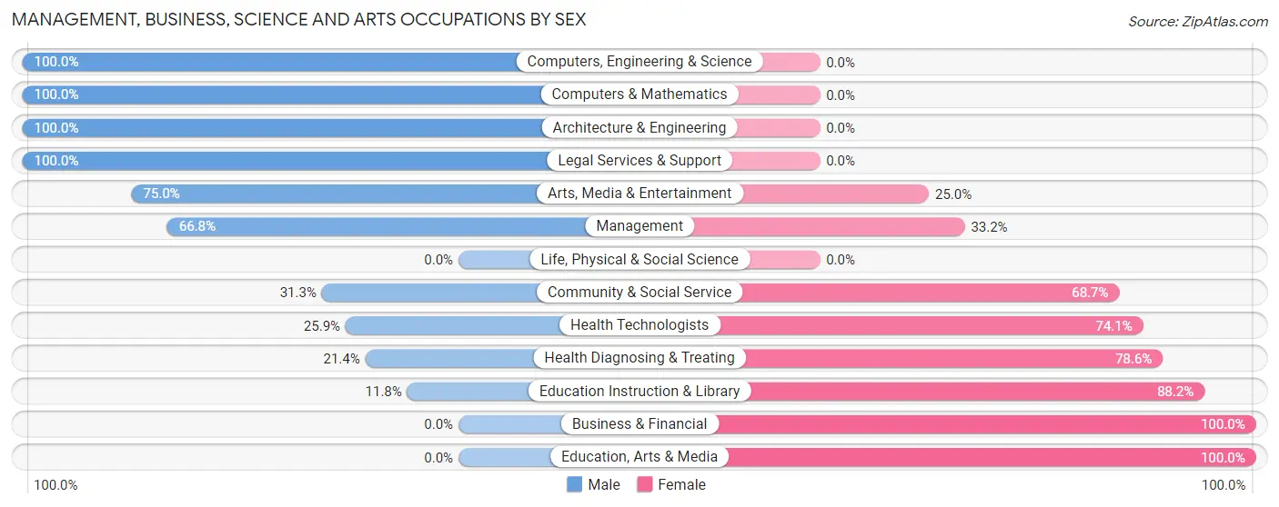 Management, Business, Science and Arts Occupations by Sex in Washington borough