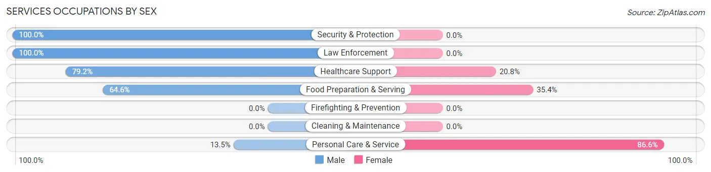 Services Occupations by Sex in Watchung borough