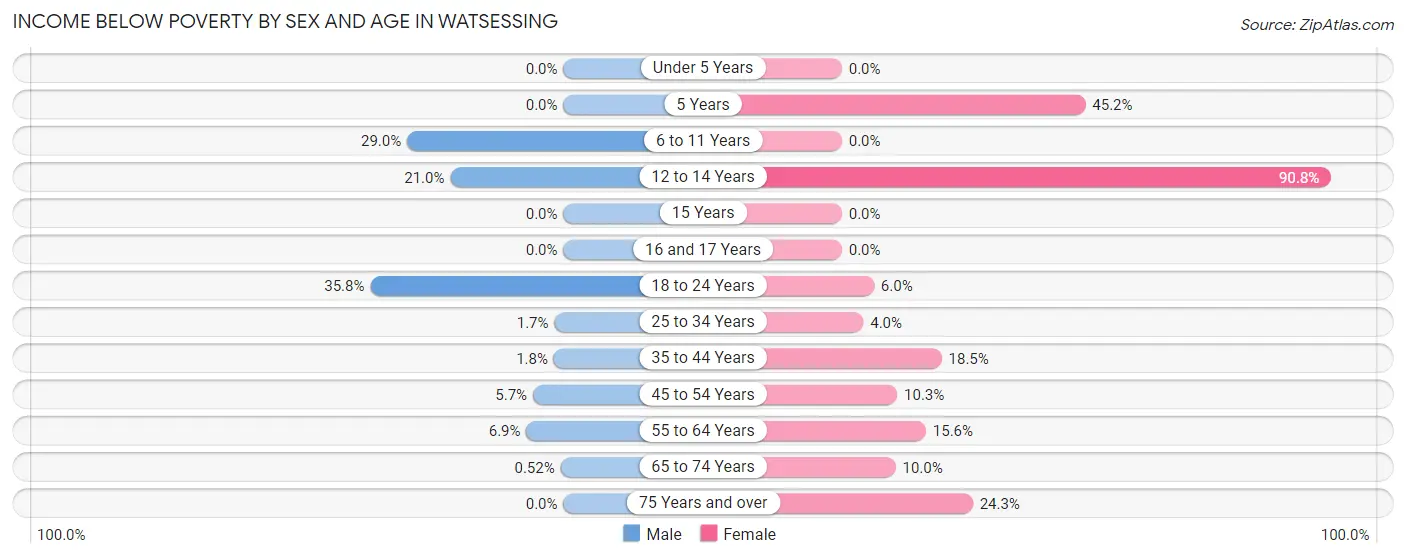 Income Below Poverty by Sex and Age in Watsessing