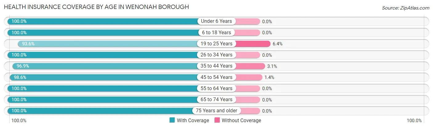 Health Insurance Coverage by Age in Wenonah borough