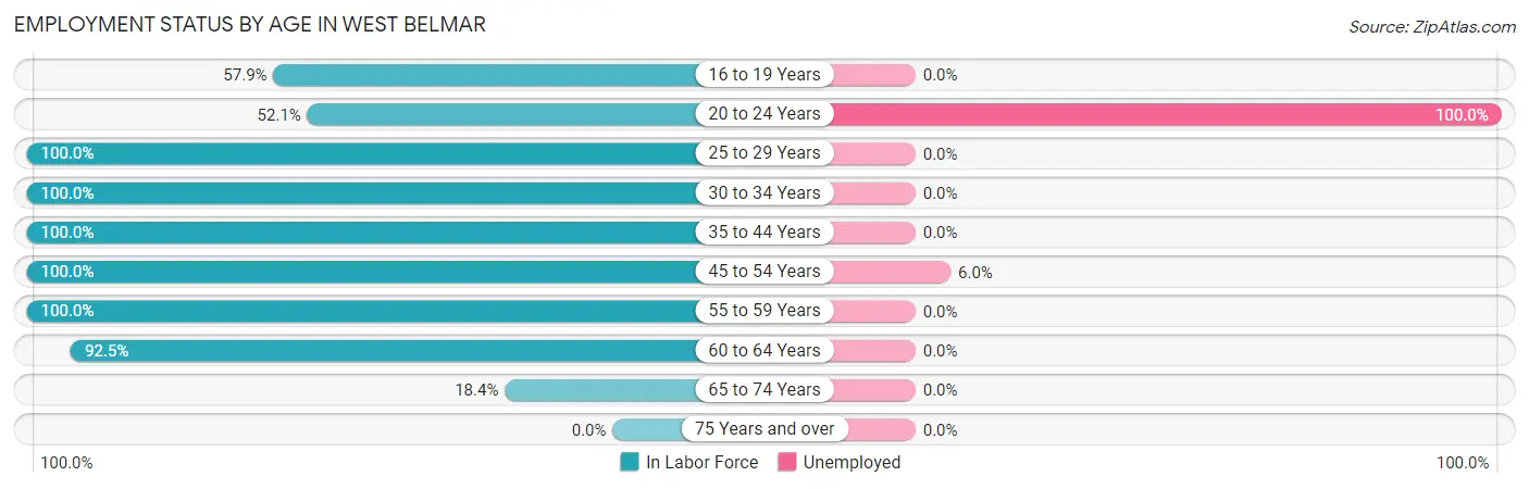 Employment Status by Age in West Belmar