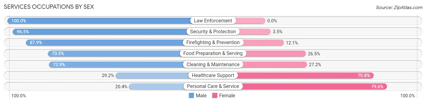 Services Occupations by Sex in West Freehold