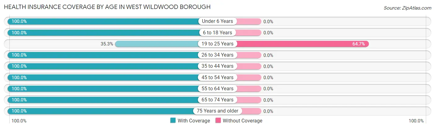 Health Insurance Coverage by Age in West Wildwood borough