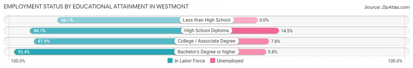 Employment Status by Educational Attainment in Westmont
