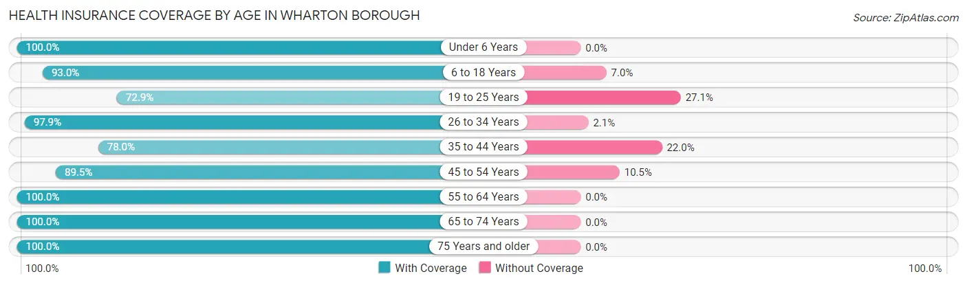 Health Insurance Coverage by Age in Wharton borough