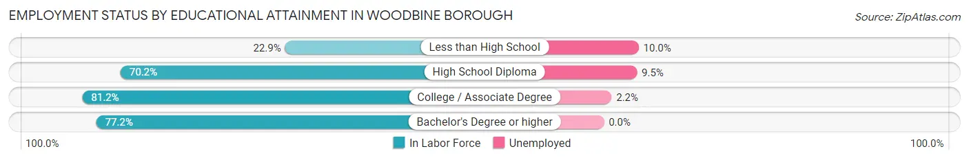 Employment Status by Educational Attainment in Woodbine borough