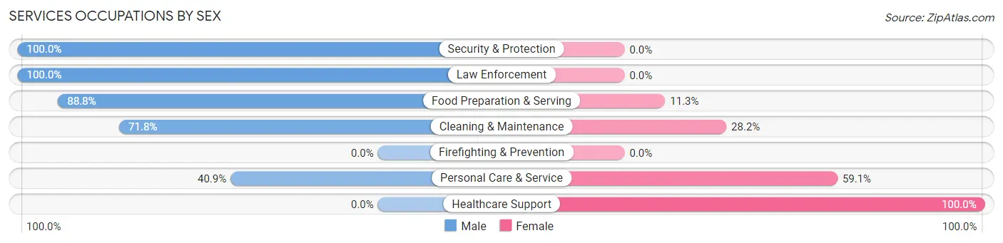 Services Occupations by Sex in Woodlynne borough
