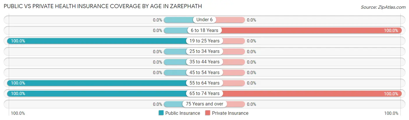 Public vs Private Health Insurance Coverage by Age in Zarephath