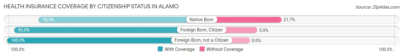 Health Insurance Coverage by Citizenship Status in Alamo