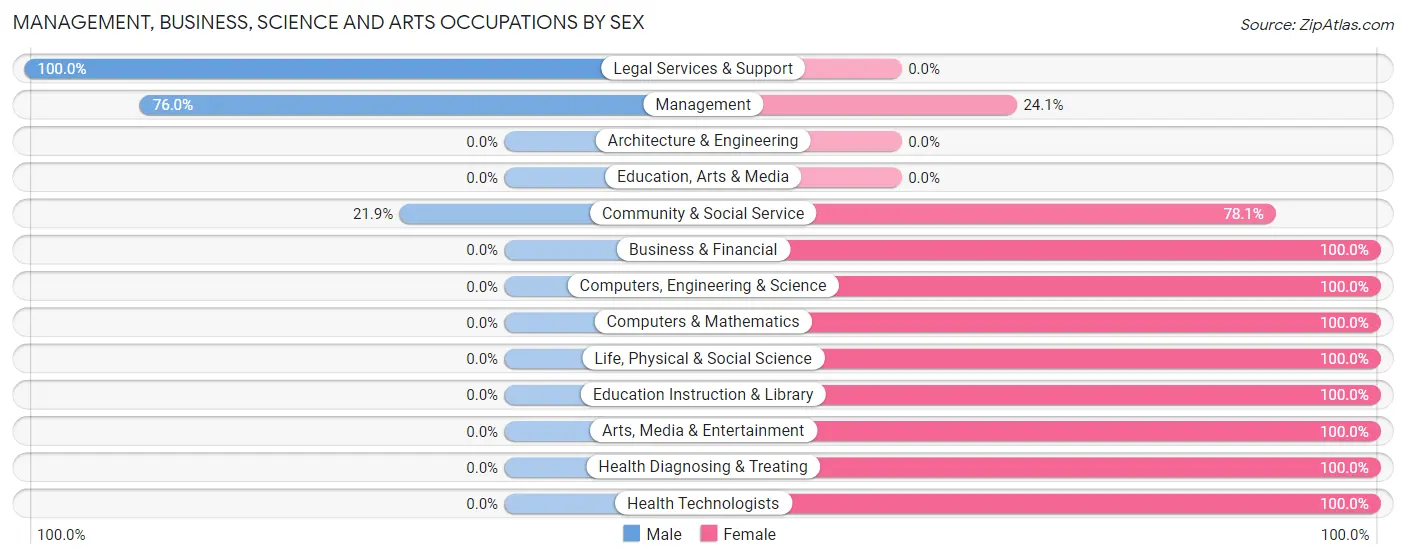 Management, Business, Science and Arts Occupations by Sex in Angel Fire
