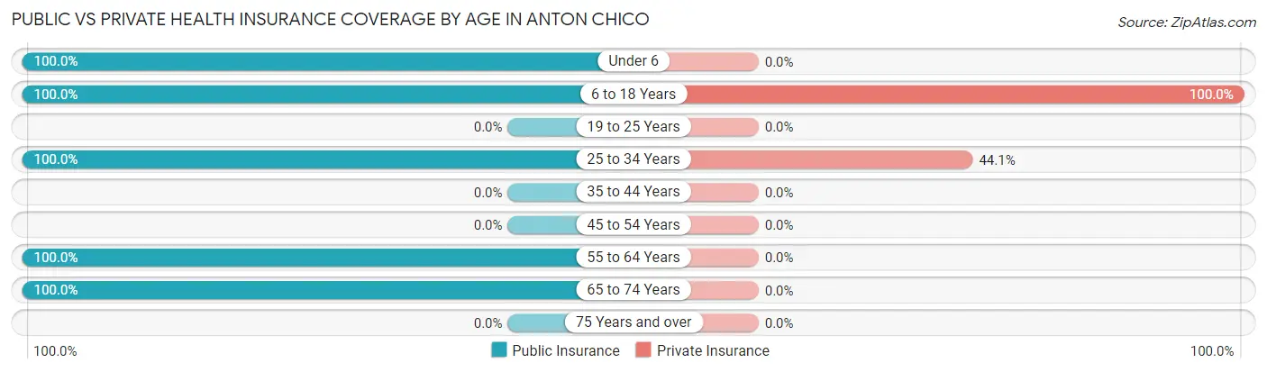 Public vs Private Health Insurance Coverage by Age in Anton Chico