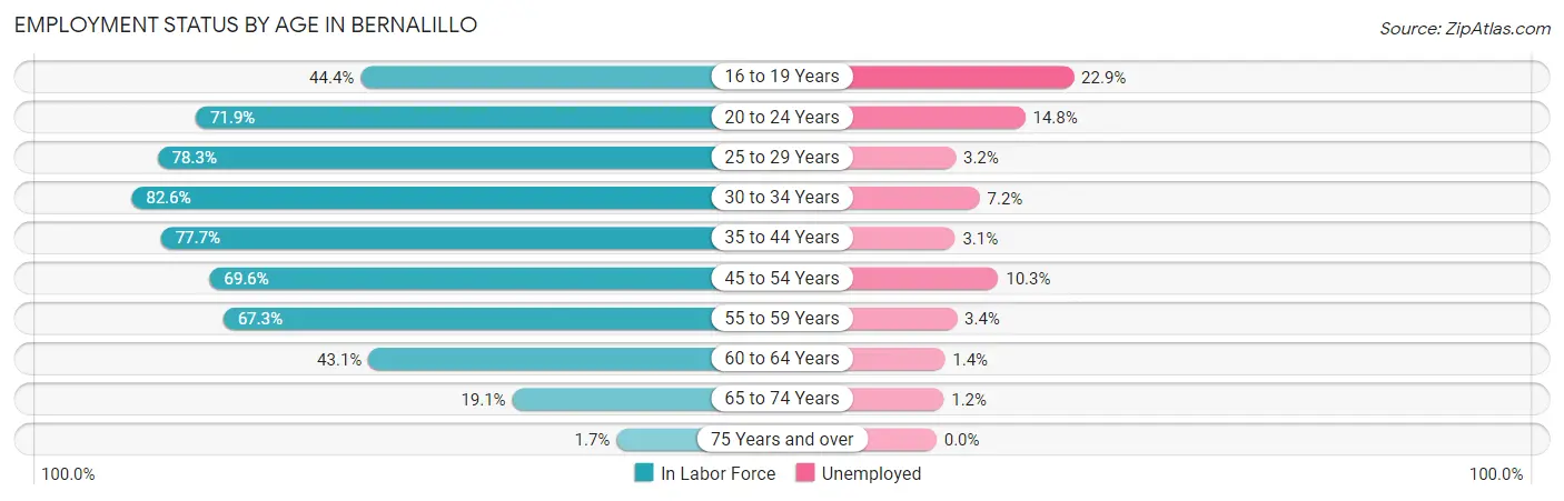 Employment Status by Age in Bernalillo