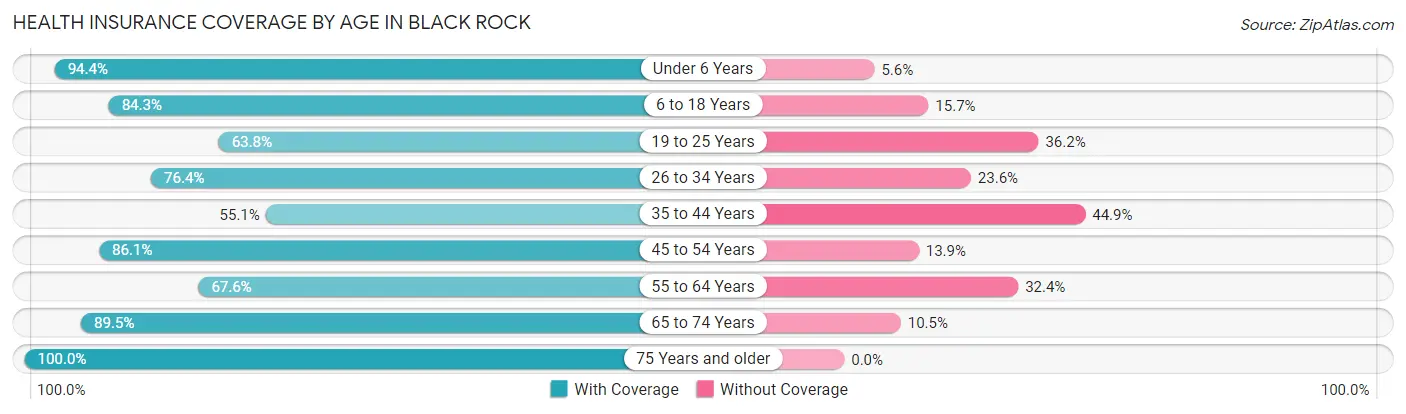 Health Insurance Coverage by Age in Black Rock