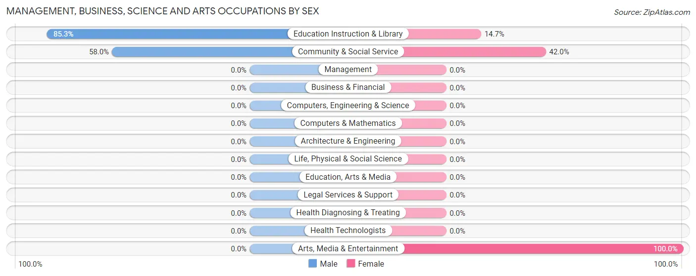 Management, Business, Science and Arts Occupations by Sex in Canjilon