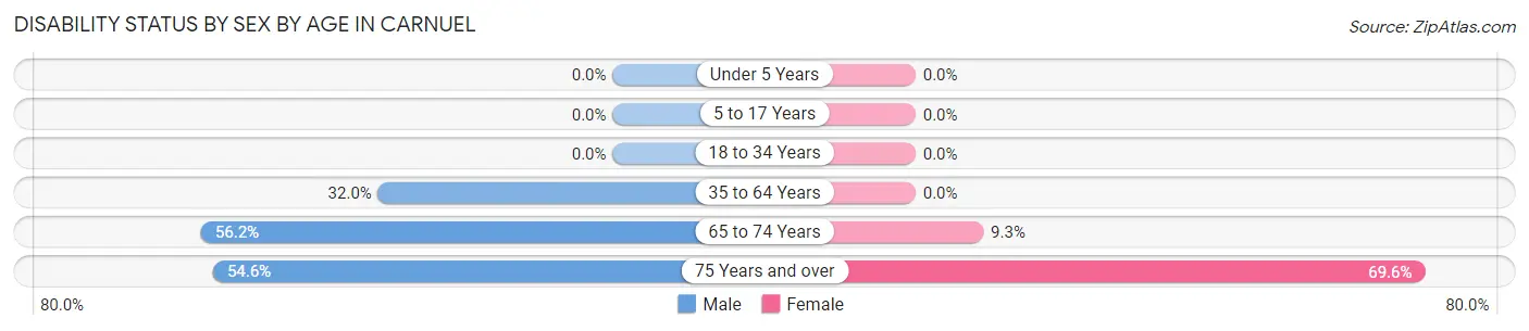 Disability Status by Sex by Age in Carnuel