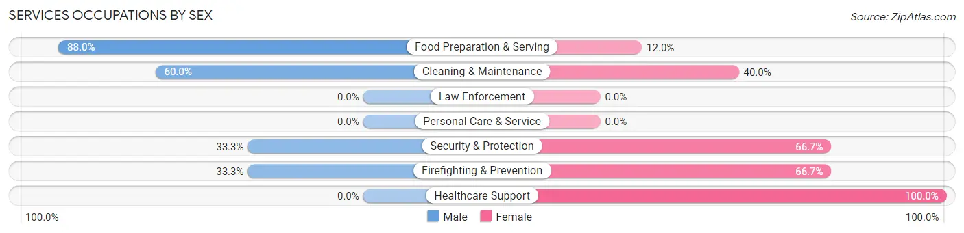 Services Occupations by Sex in Chamita