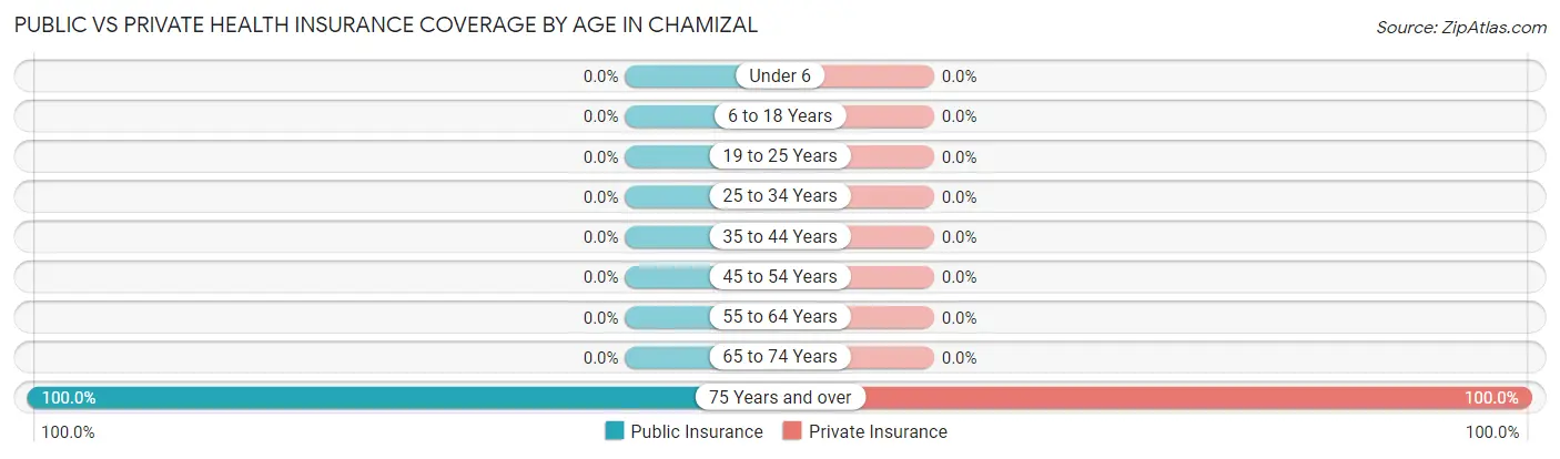 Public vs Private Health Insurance Coverage by Age in Chamizal