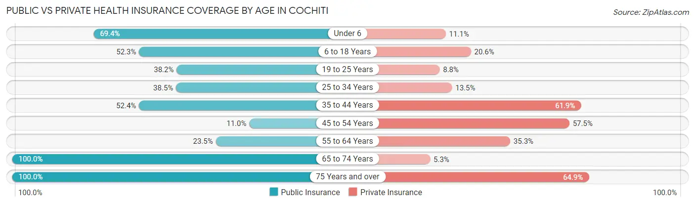 Public vs Private Health Insurance Coverage by Age in Cochiti
