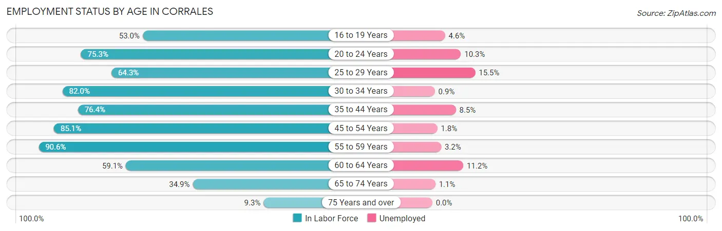 Employment Status by Age in Corrales