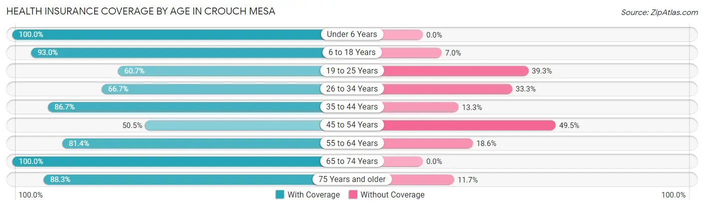 Health Insurance Coverage by Age in Crouch Mesa