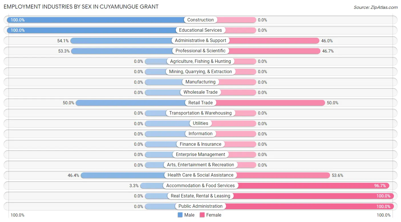 Employment Industries by Sex in Cuyamungue Grant