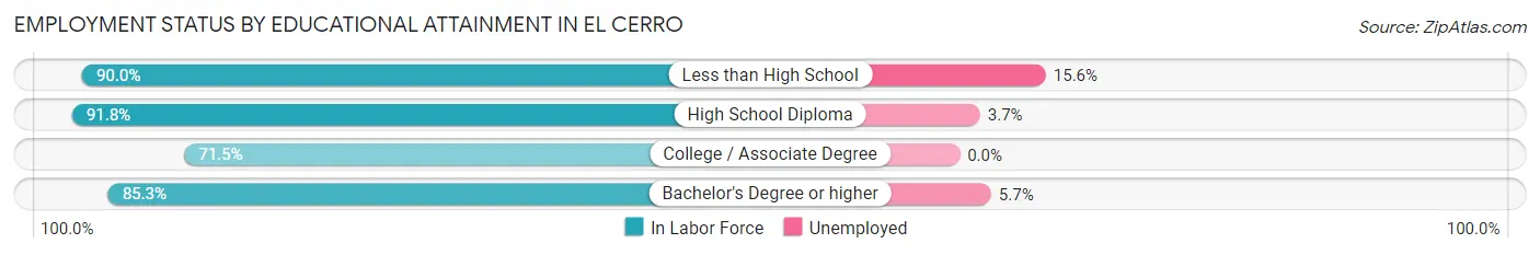 Employment Status by Educational Attainment in El Cerro