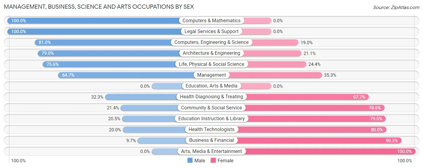 Management, Business, Science and Arts Occupations by Sex in El Rancho