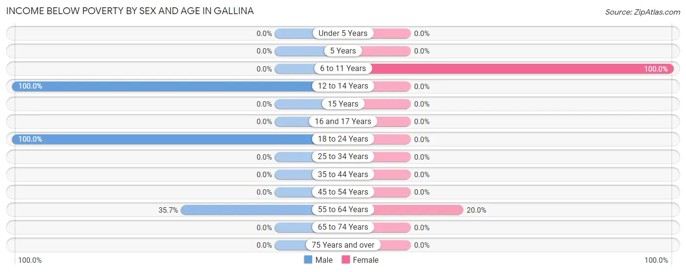 Income Below Poverty by Sex and Age in Gallina