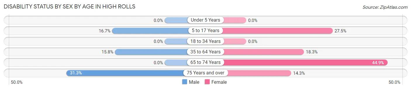 Disability Status by Sex by Age in High Rolls