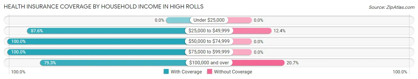 Health Insurance Coverage by Household Income in High Rolls