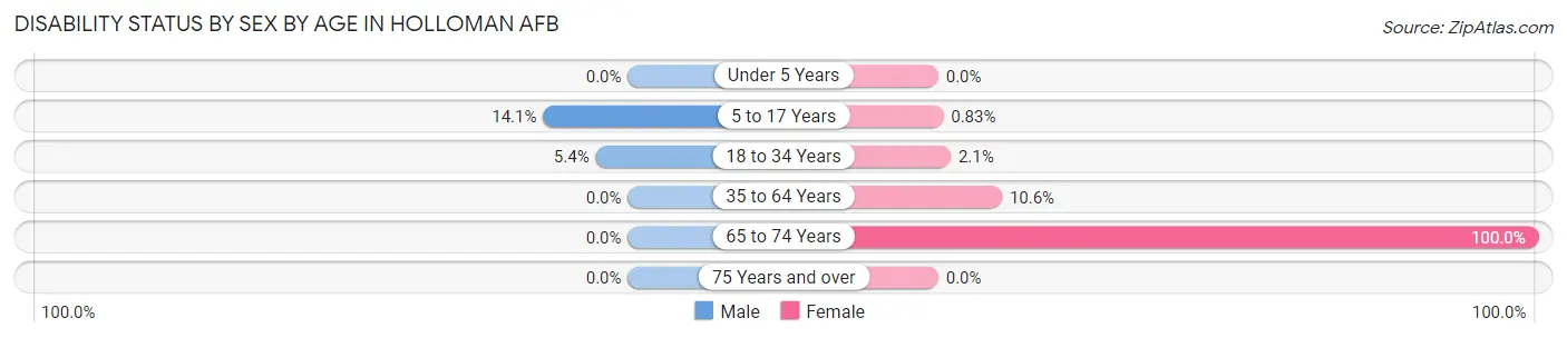 Disability Status by Sex by Age in Holloman AFB
