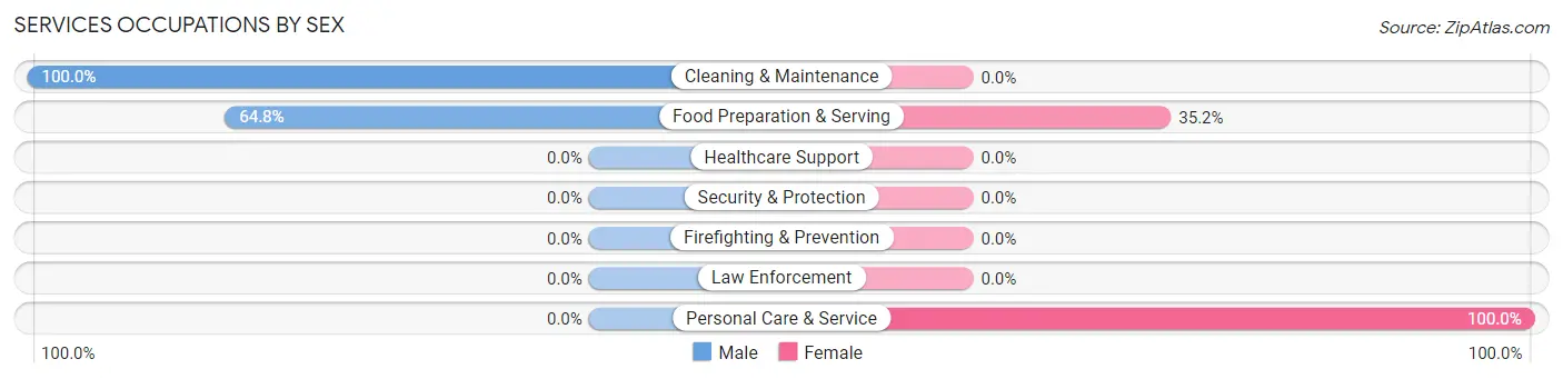 Services Occupations by Sex in Hyde Park