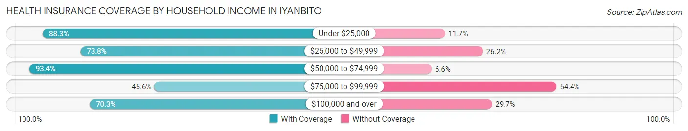Health Insurance Coverage by Household Income in Iyanbito