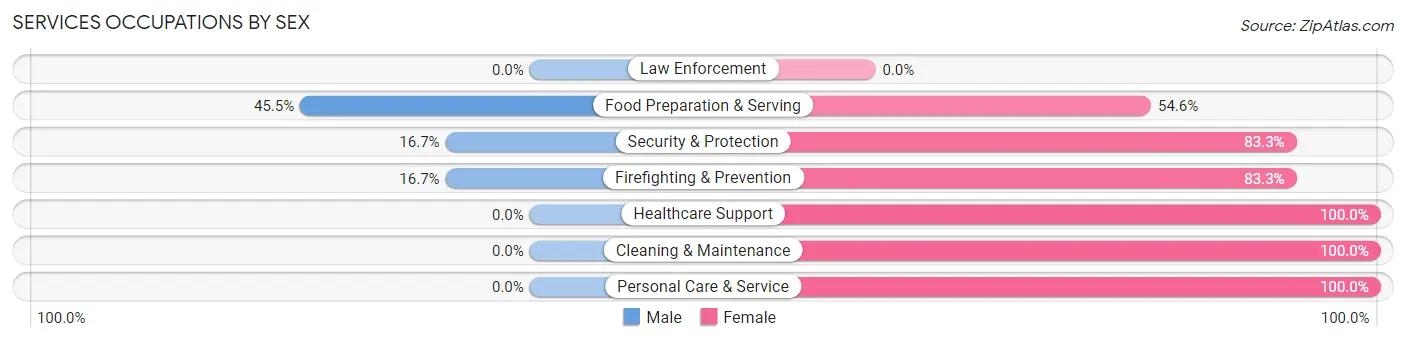 Services Occupations by Sex in Kirtland