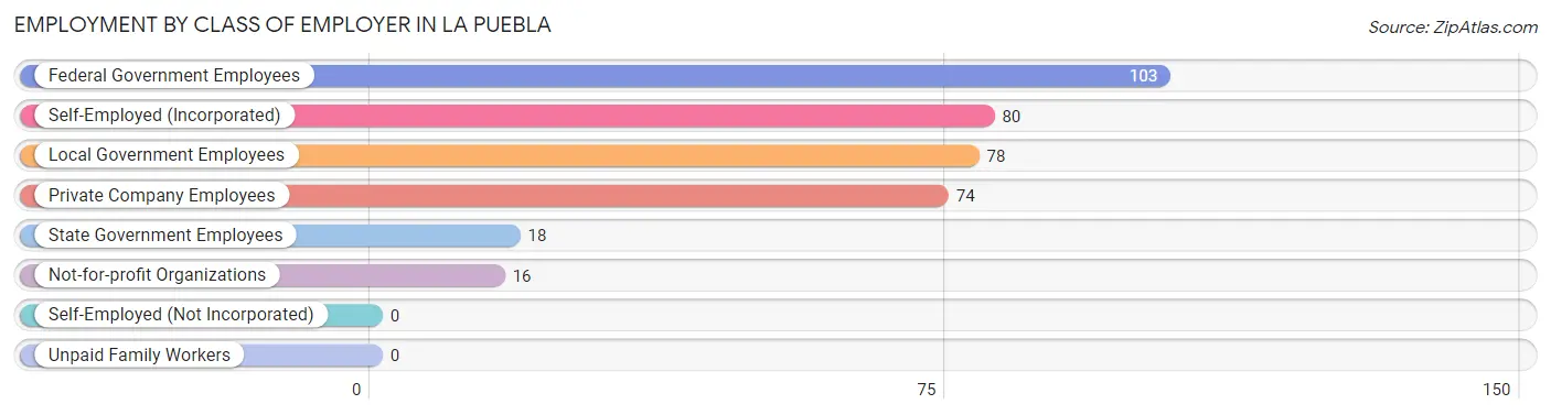 Employment by Class of Employer in La Puebla