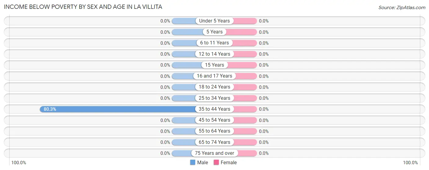 Income Below Poverty by Sex and Age in La Villita