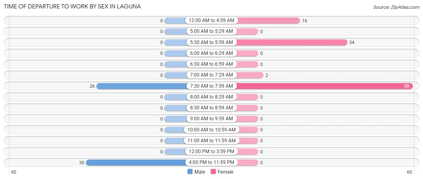 Time of Departure to Work by Sex in Laguna