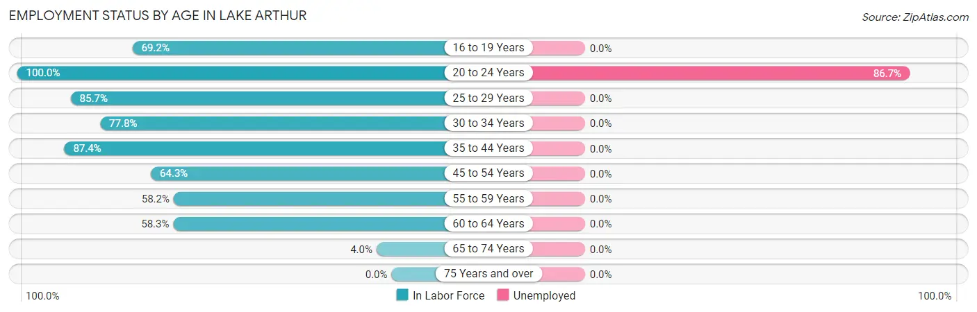 Employment Status by Age in Lake Arthur