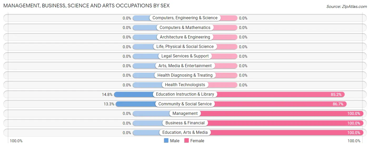 Management, Business, Science and Arts Occupations by Sex in Lake Valley