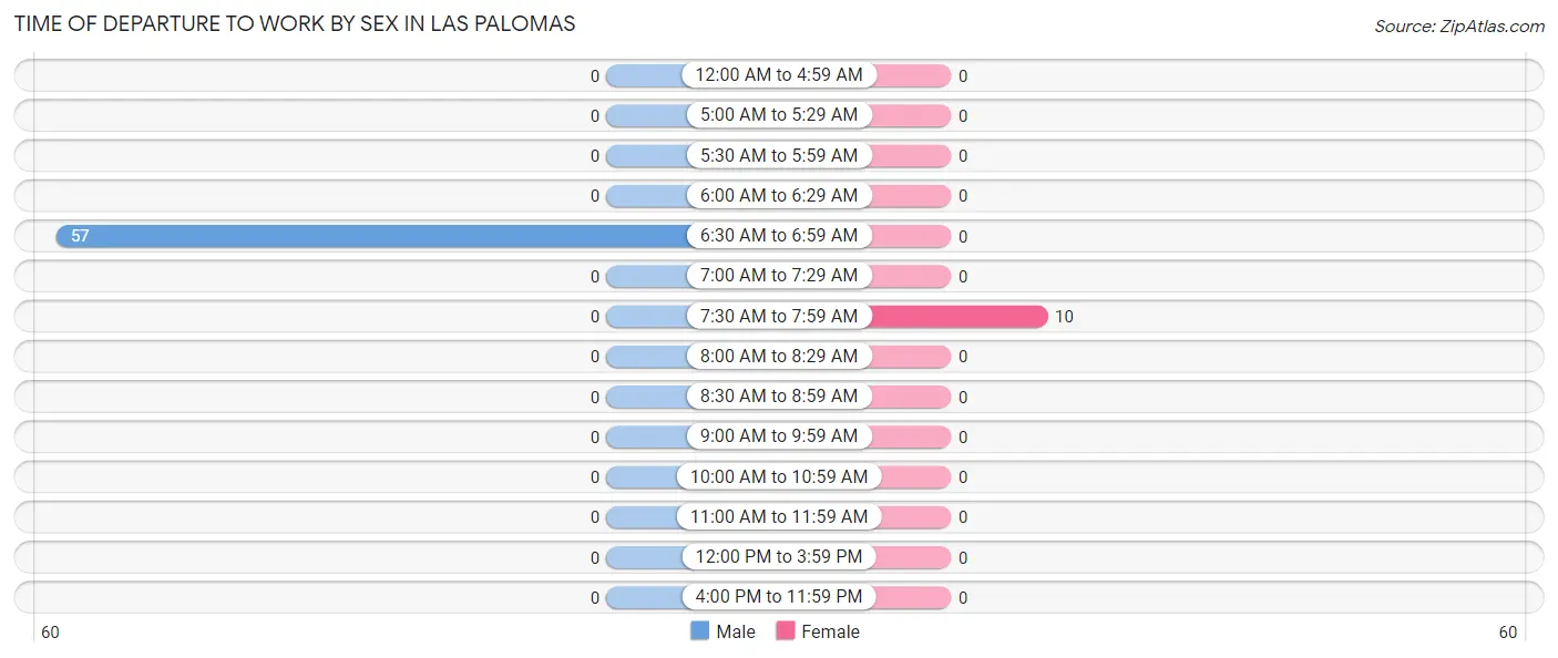 Time of Departure to Work by Sex in Las Palomas