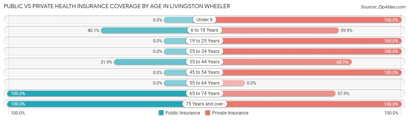 Public vs Private Health Insurance Coverage by Age in Livingston Wheeler