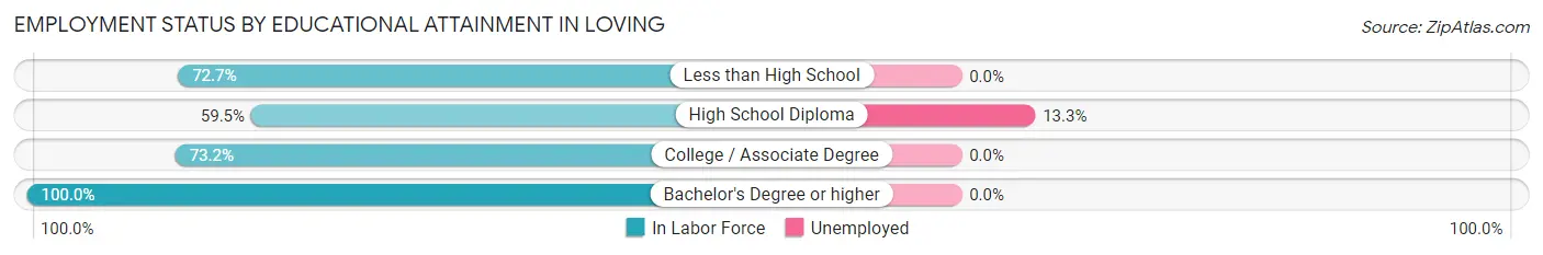 Employment Status by Educational Attainment in Loving