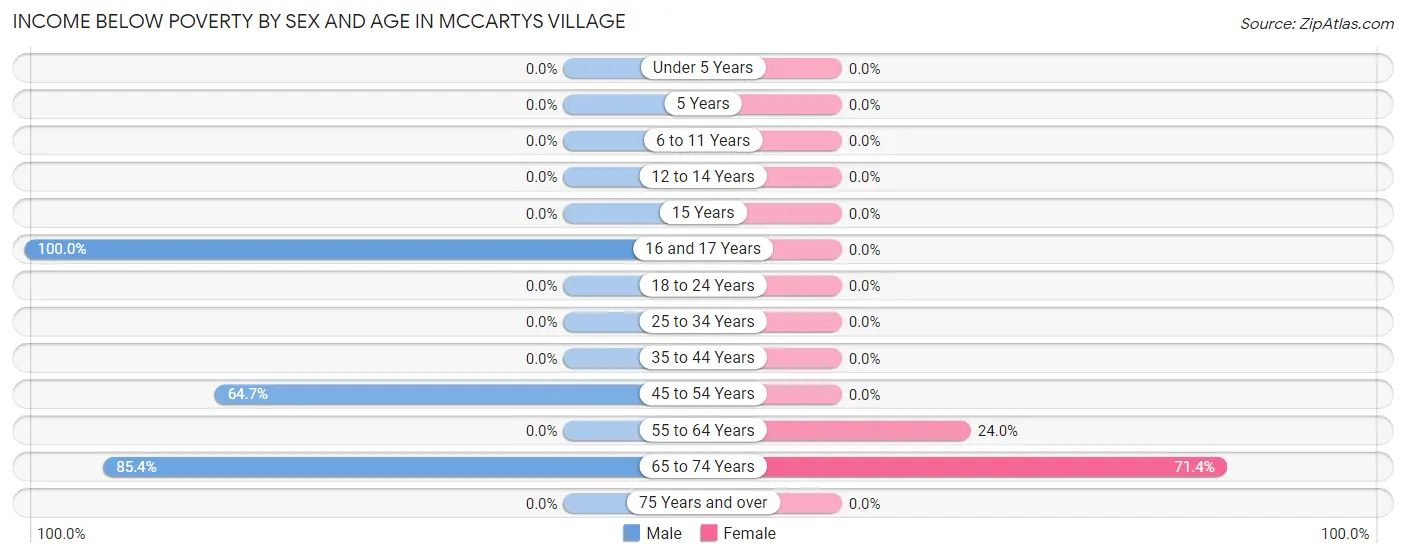 Income Below Poverty by Sex and Age in McCartys Village